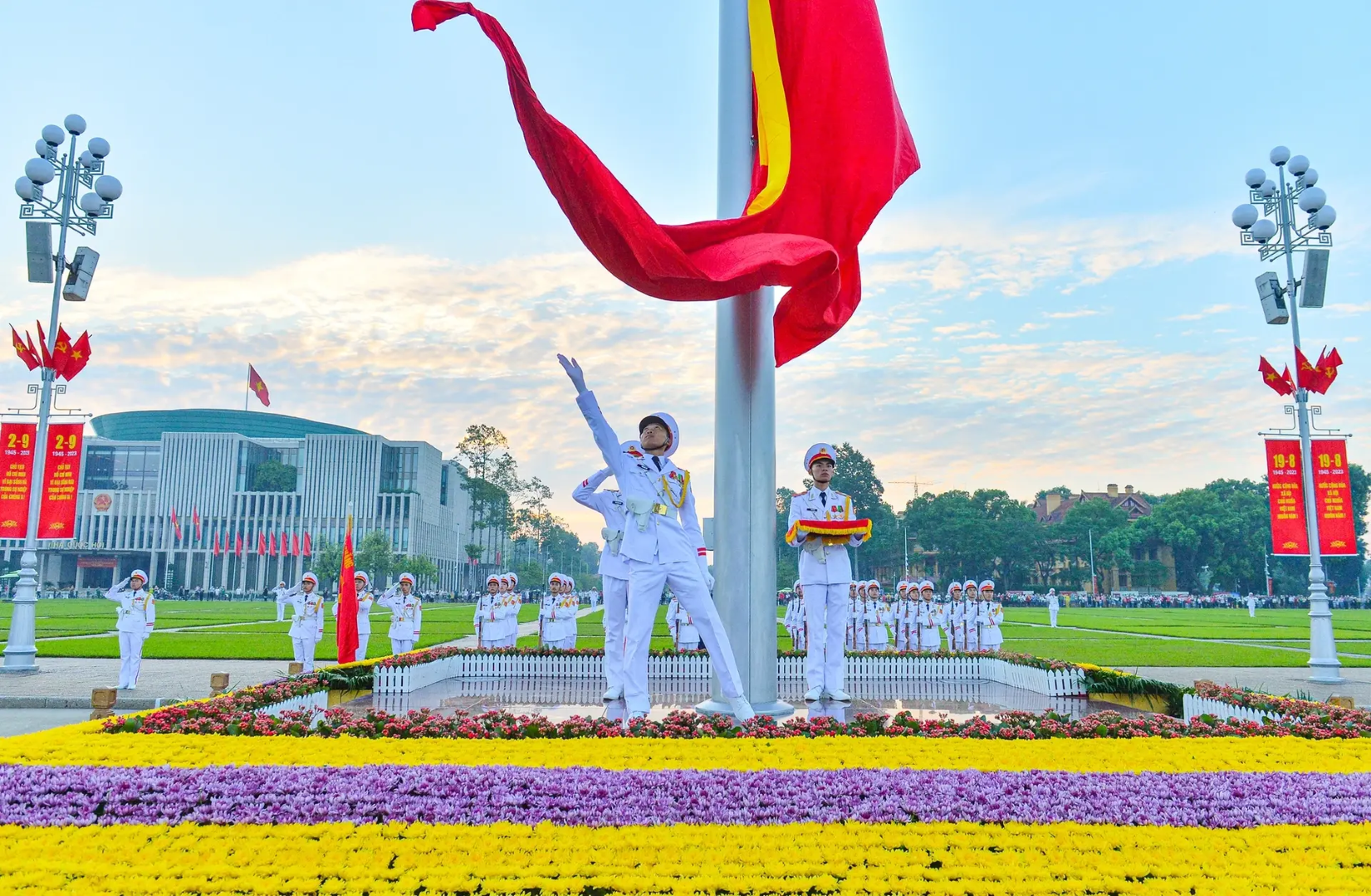 Flag raising ceremonies are held everyday